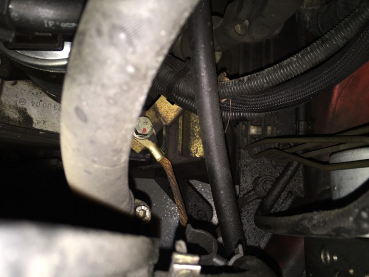 Engine ground strap; one of the various possible causes of Dodge Sprinter electrical maladies. 